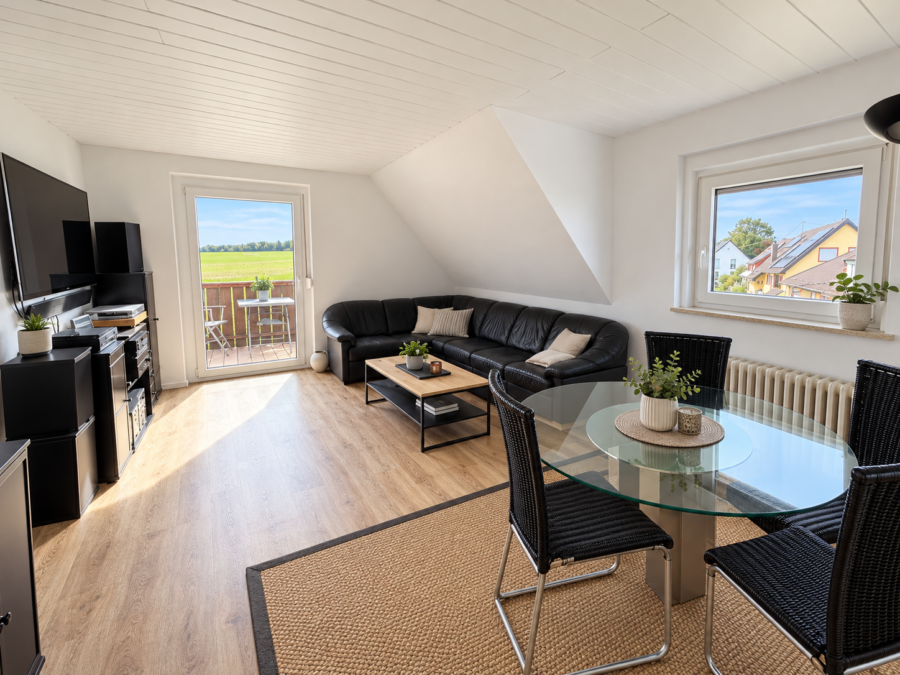 Renovierte 2,5–3-Zimmer-Dachgeschosswohnung m. EBK u. Balkon in herrl. Aussichtslage ins Grüne - Photo 2